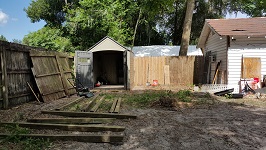 Backyard Shed Skidded And In Place (Almost)